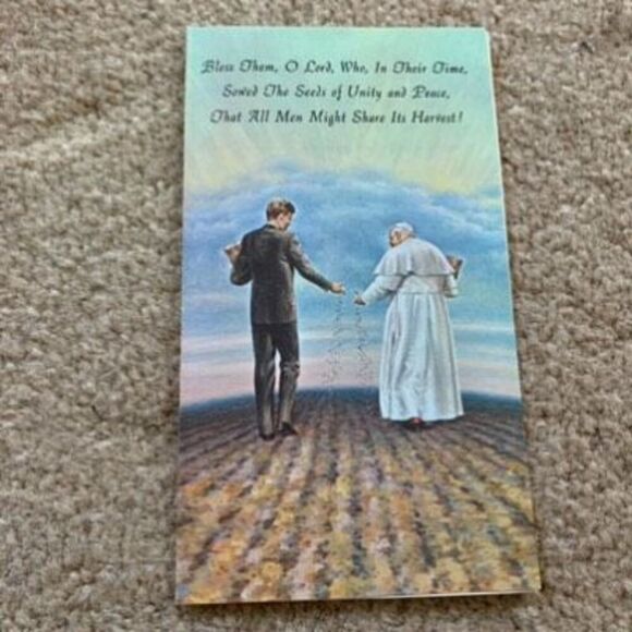 Catholic Obituary Prayer Card Pope John XXIII John Fitzgerald Kennedy 1964 - Picture 1 of 3